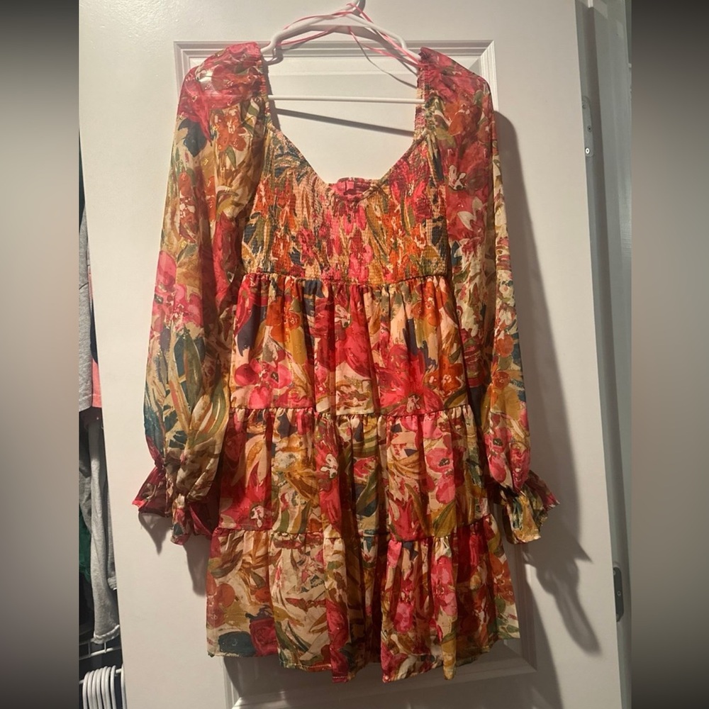 Flying Tomato Floral Mini Dress - Red, Green, Cream